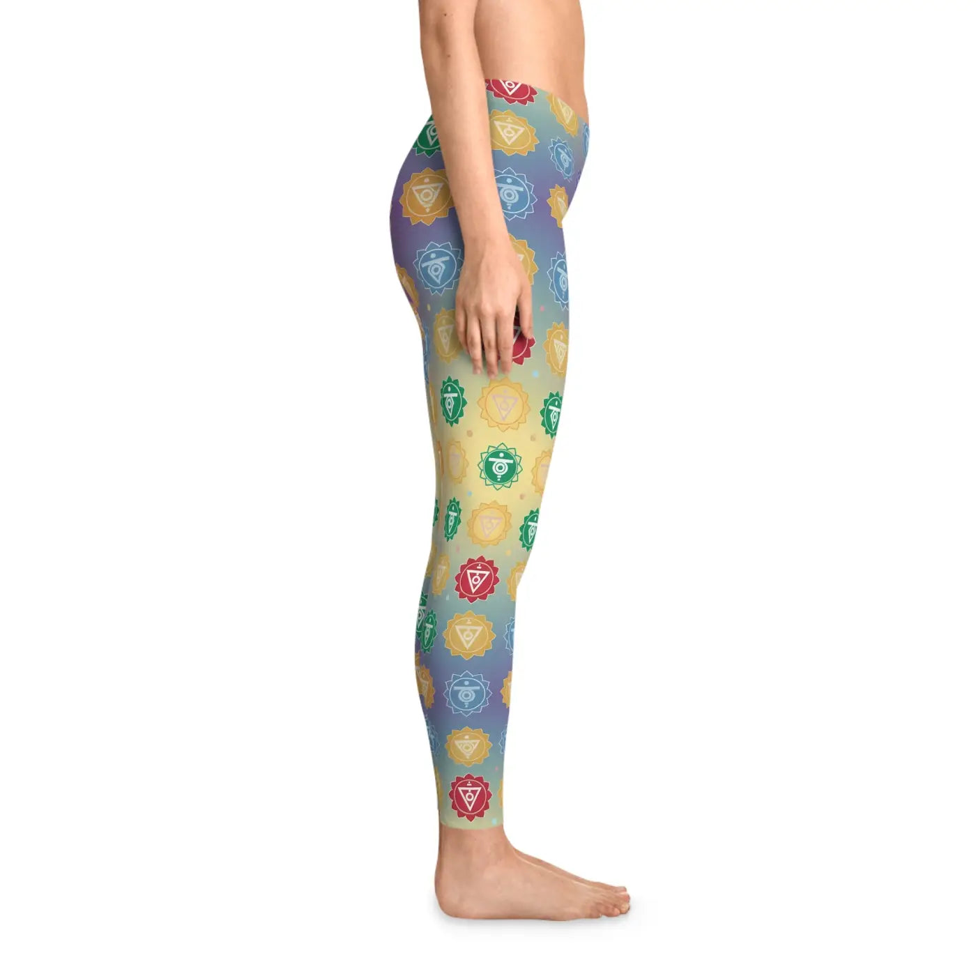 Chakra Symbols Print Leggings - Colorful Yoga Activewear - DipaliZ