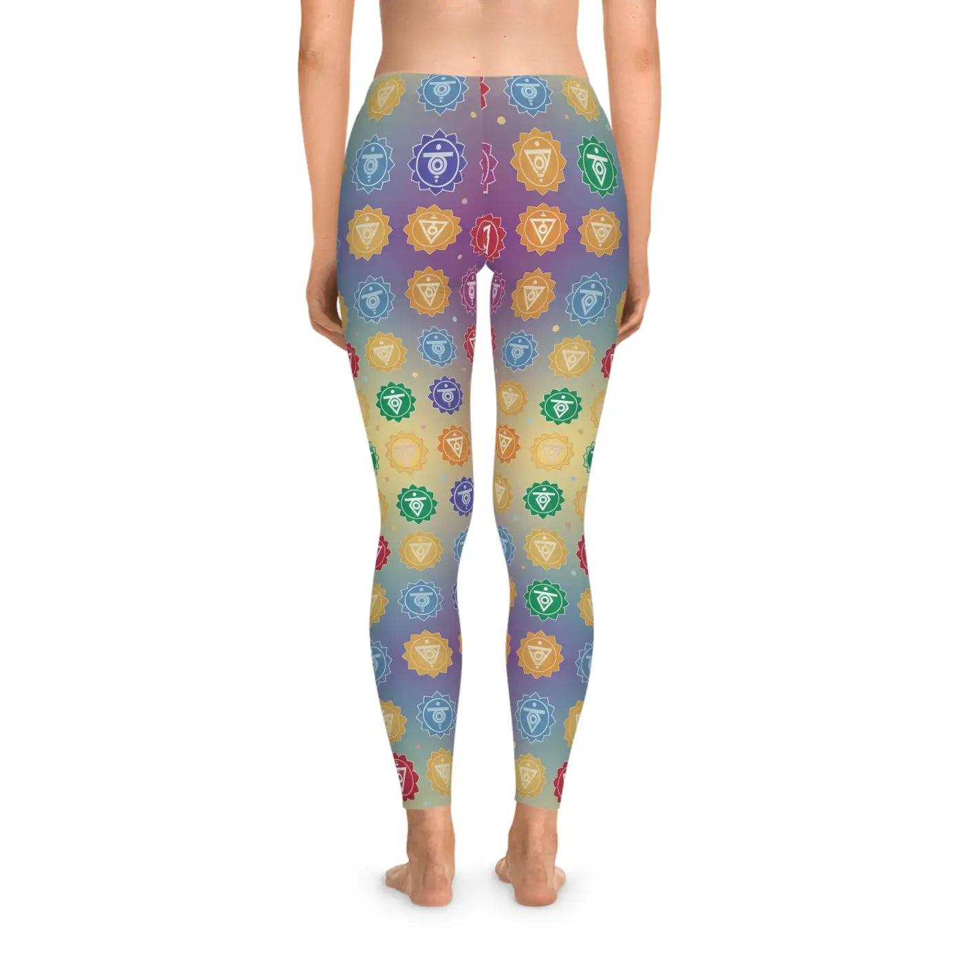 Chakra Symbols Print Leggings - Colorful Yoga Activewear - DipaliZ