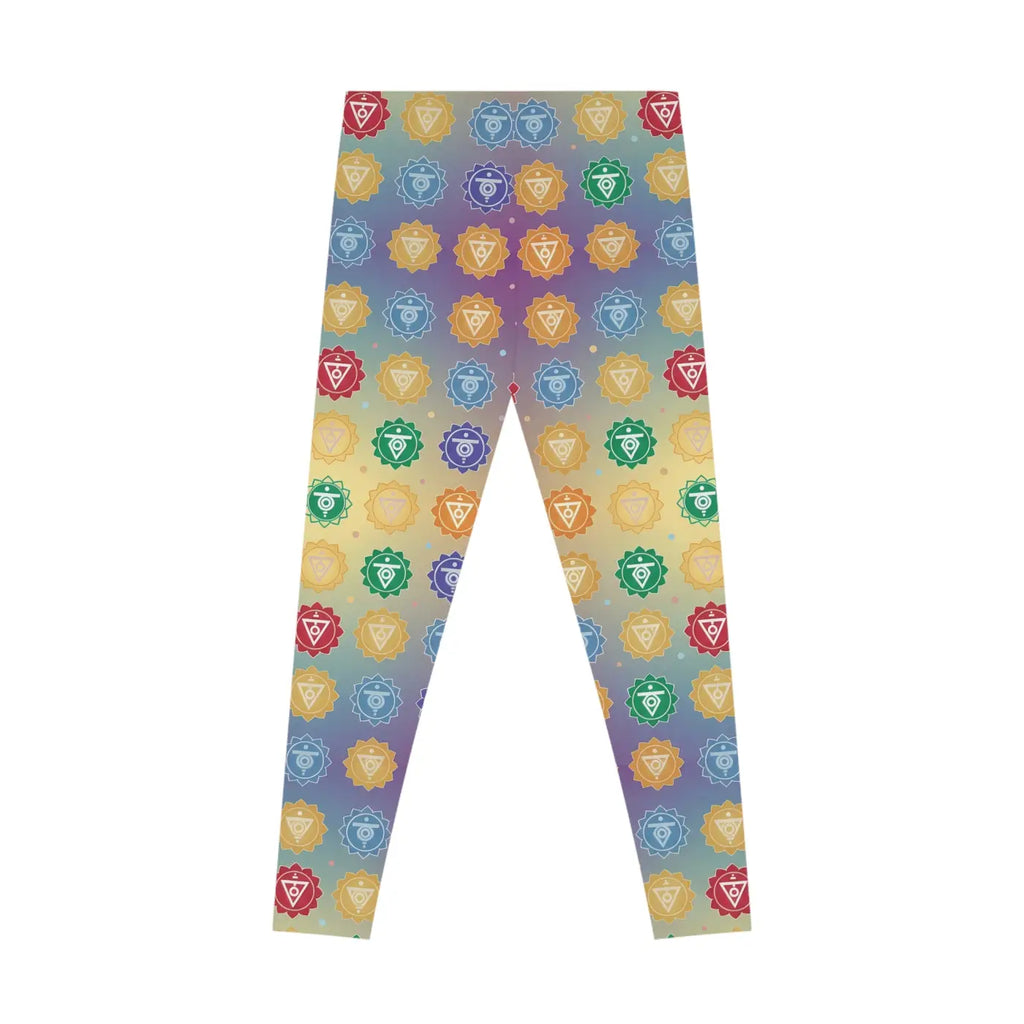 Chakra Symbols Print Leggings - Colorful Yoga Activewear - DipaliZ
