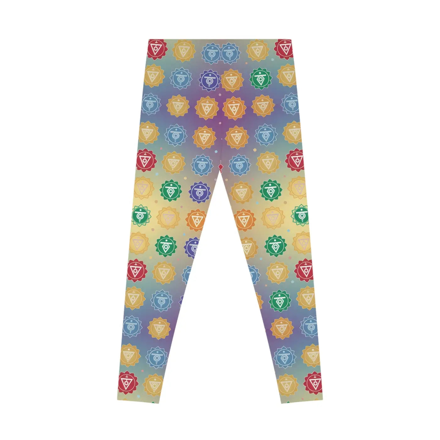Chakra Symbols Print Leggings - Colorful Yoga Activewear - DipaliZ