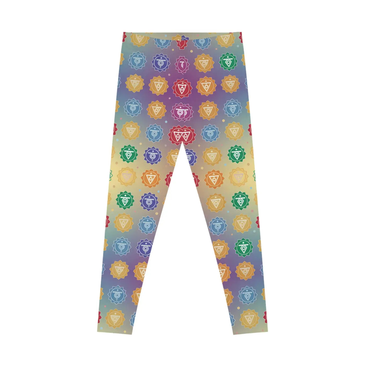 Chakra Symbols Print Leggings - Colorful Yoga Activewear - DipaliZ