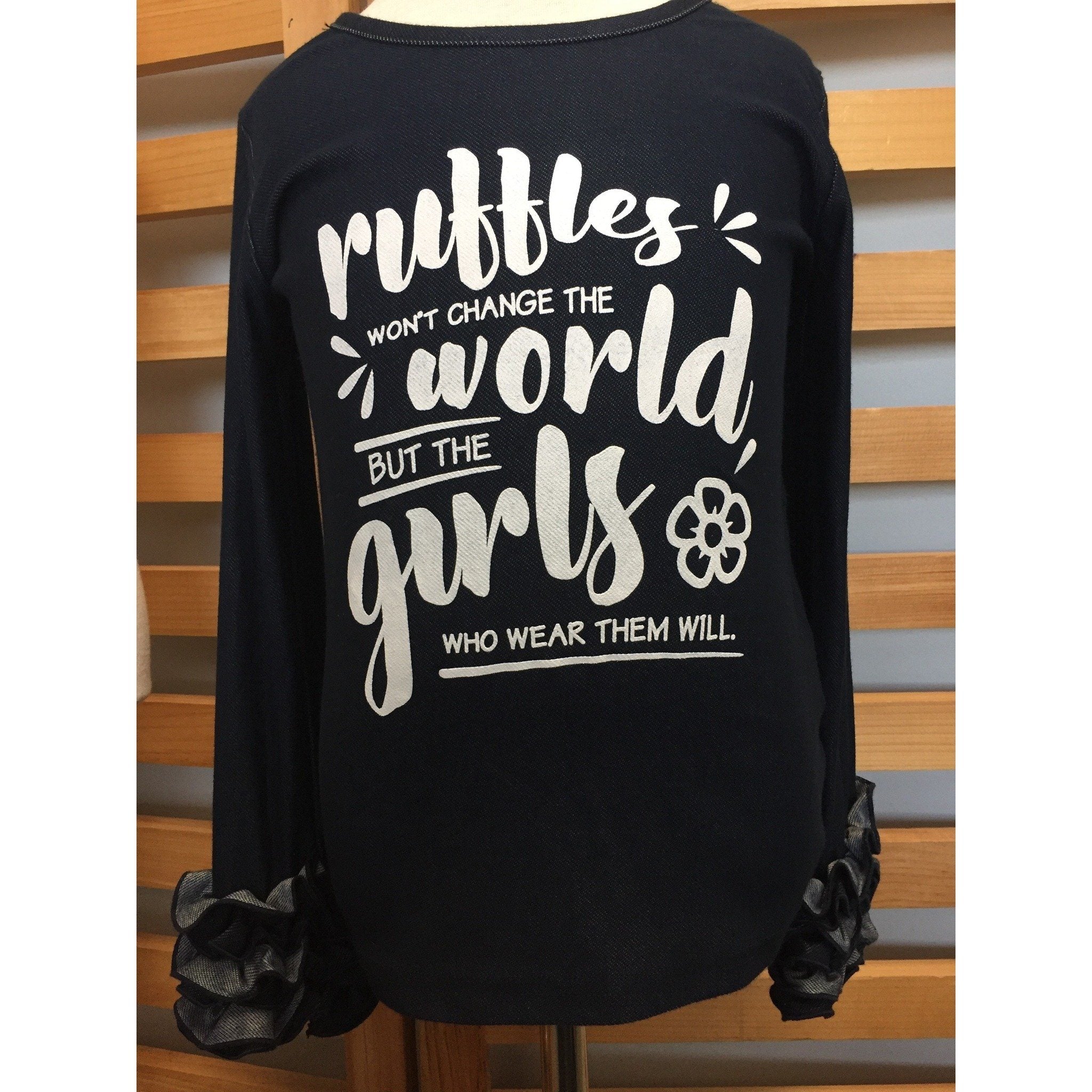 Change the World Denim Ruffle Cuff Shirts - Retiring