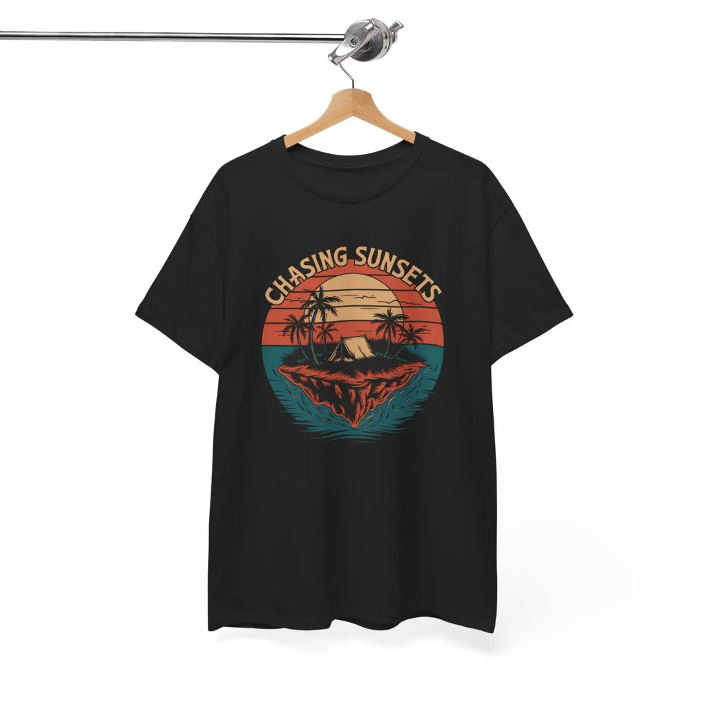 Heavy Cotton Tee - Chasing Sunsets Island Design - DipaliZ