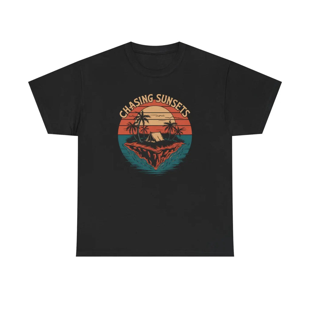 Heavy Cotton Tee - Chasing Sunsets Island Design - DipaliZ