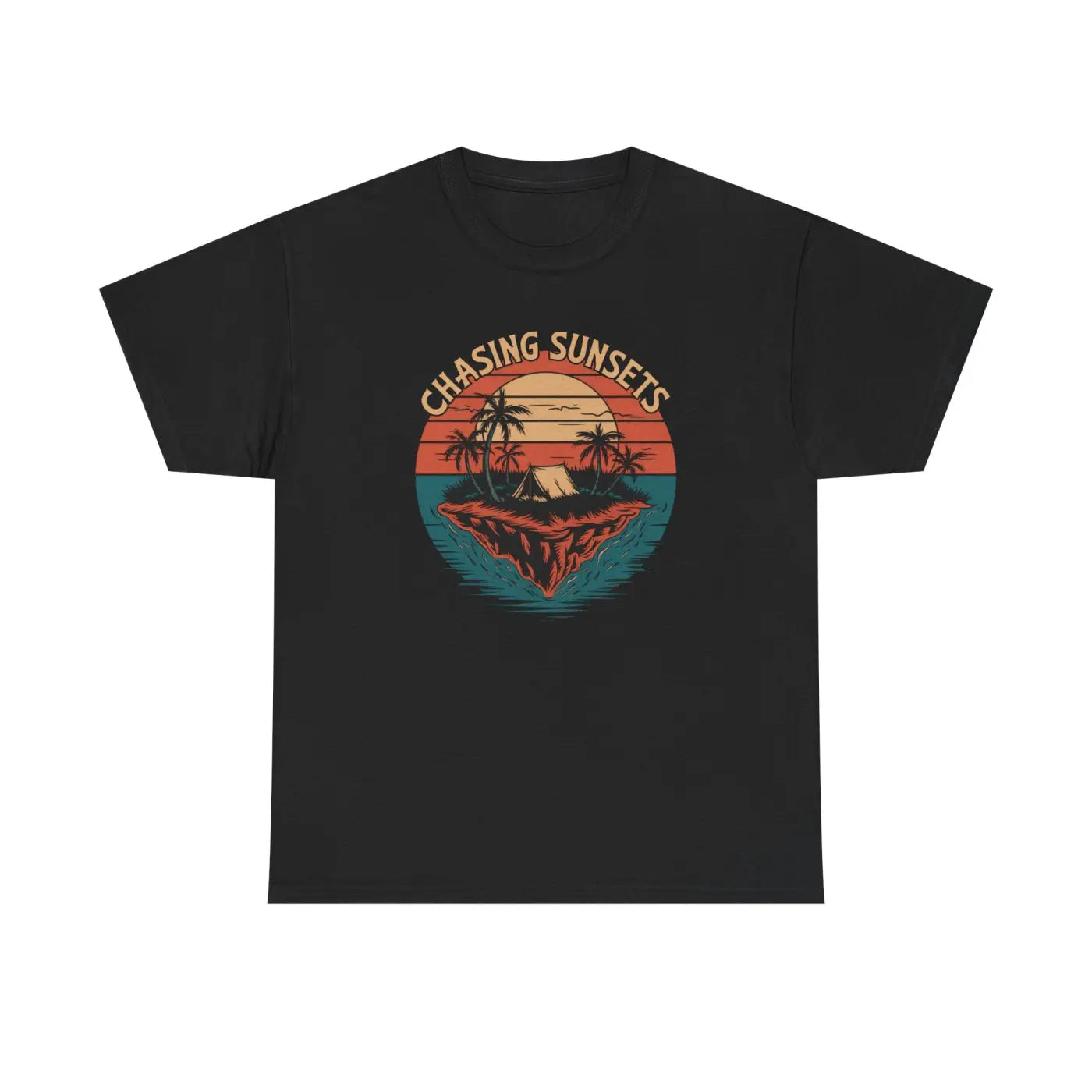 Heavy Cotton Tee - Chasing Sunsets Island Design - DipaliZ