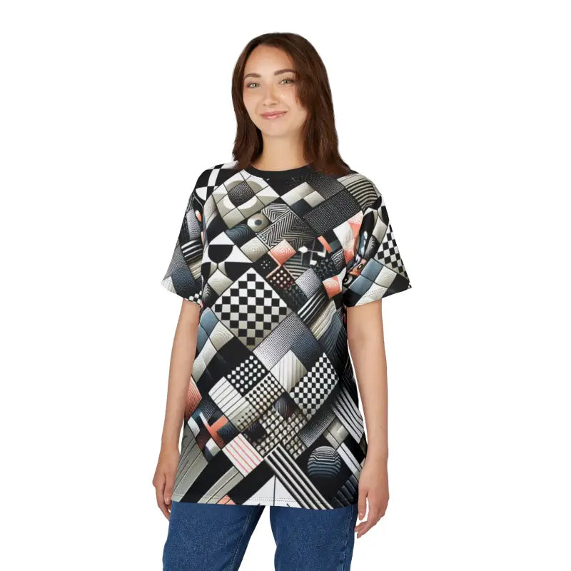 Checkerboard Unisex Cut and Sew Tee - All Over Print - DipaliZ