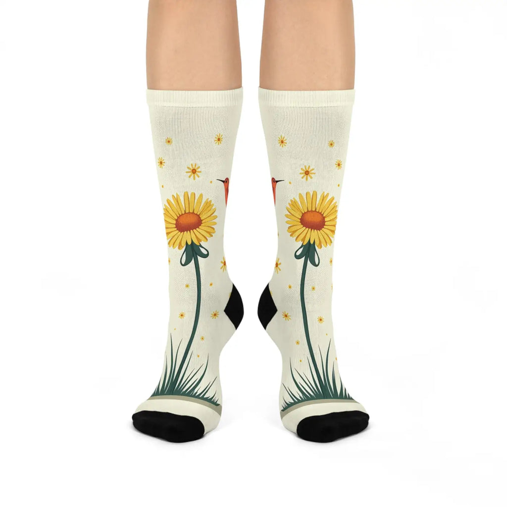 Floral Bird Cushioned Crew Socks - Spring Vibes - DipaliZ