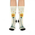 Floral Bird Cushioned Crew Socks - Spring Vibes - DipaliZ