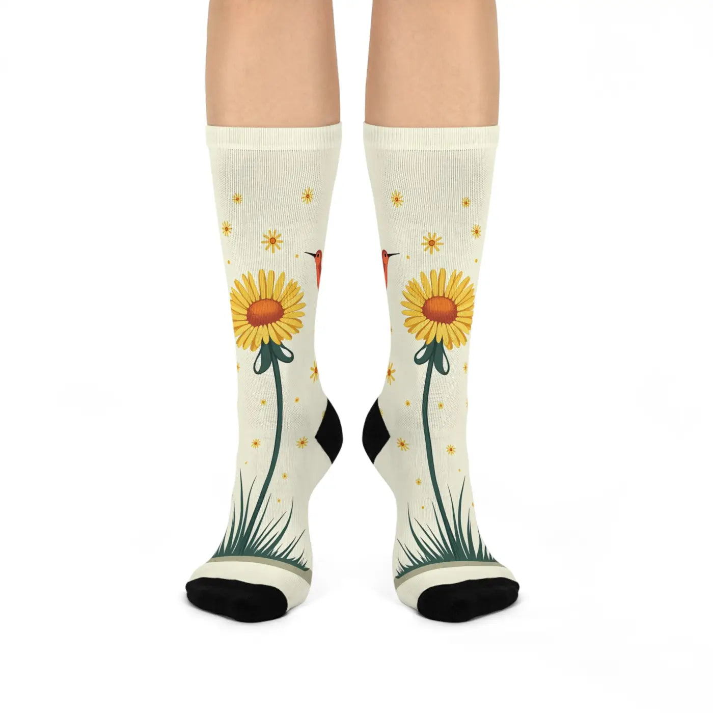 Floral Bird Cushioned Crew Socks - Spring Vibes - DipaliZ