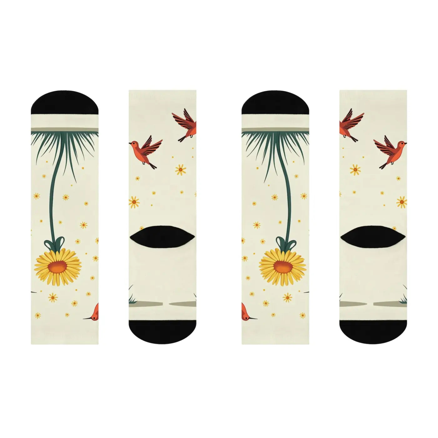 Floral Bird Cushioned Crew Socks - Spring Vibes - DipaliZ