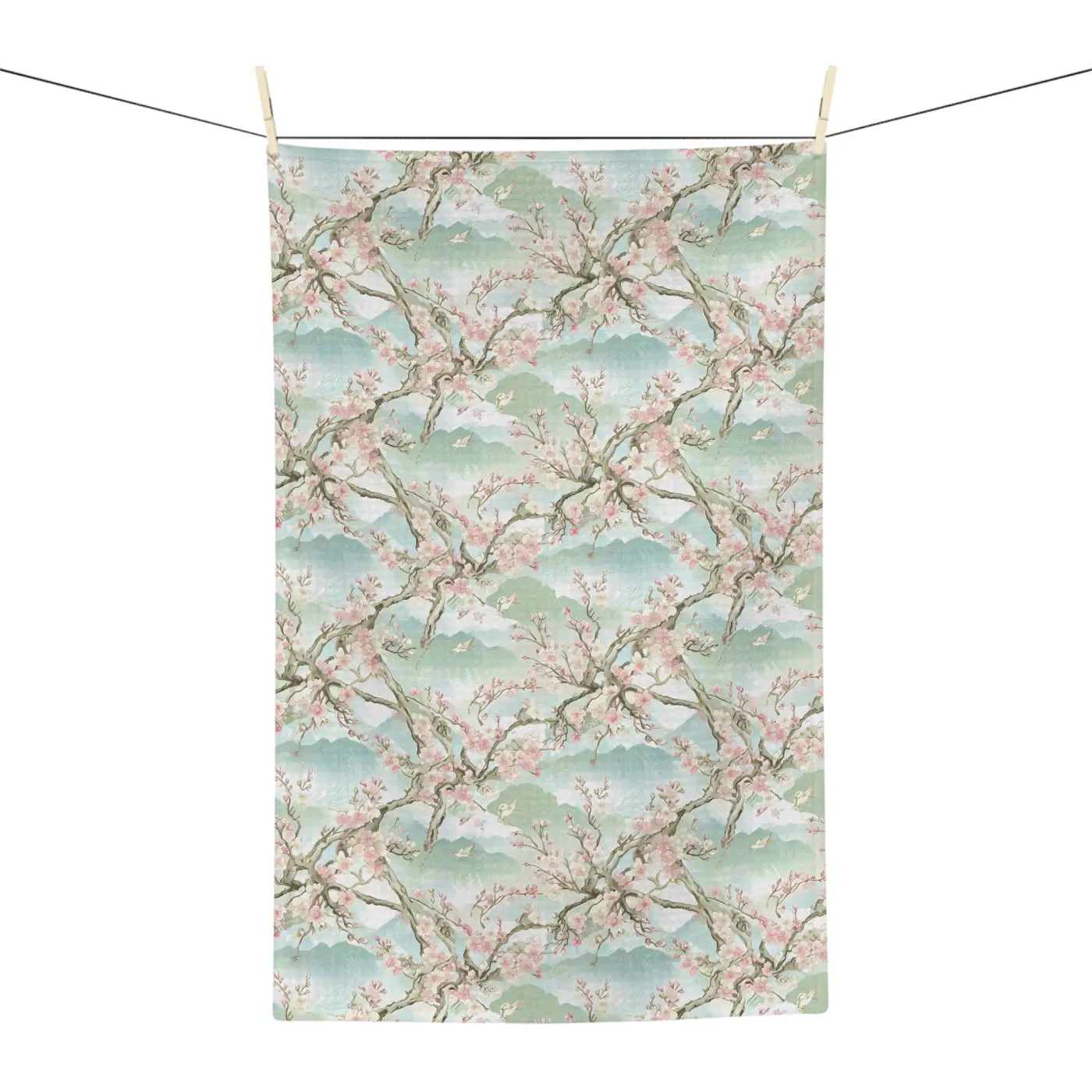 Super Absorbent Tea Towel - Soft Mint Cherry Blossom - DipaliZ