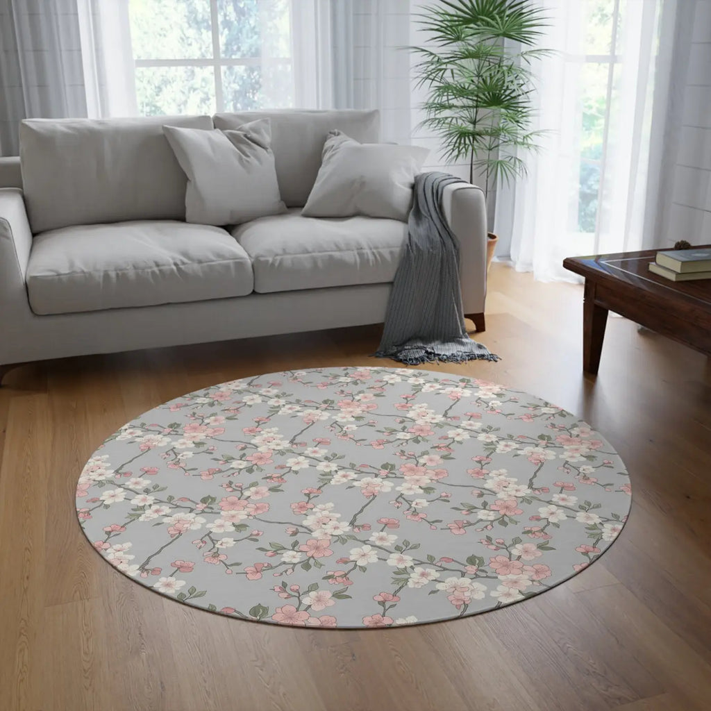 Cherry Blossom Round Rug - Springtime Home Decor - DipaliZ