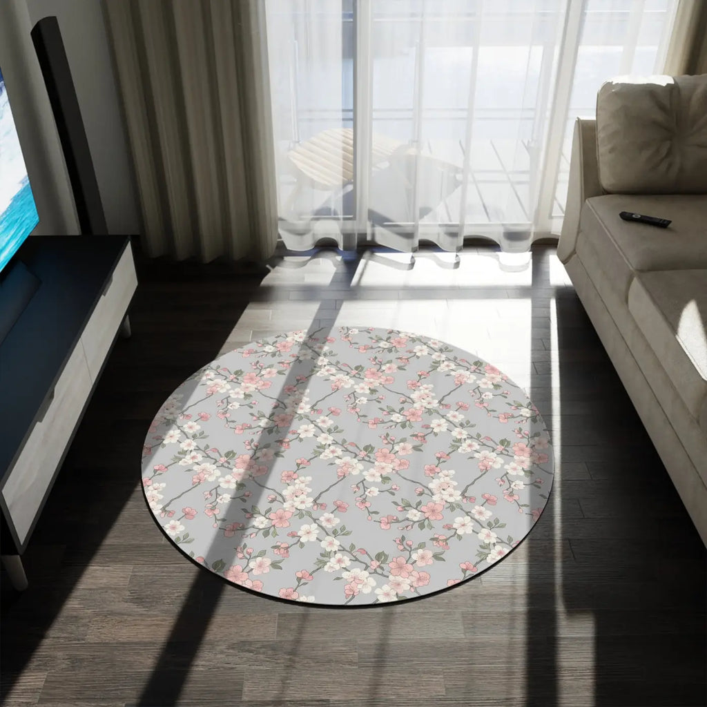 Cherry Blossom Round Rug - Springtime Home Decor - DipaliZ