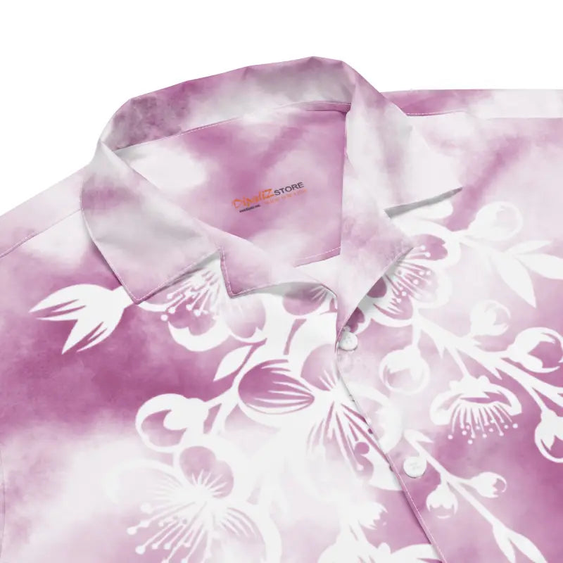 Floral Button Shirt - Pink Marble Pattern Summer Style - DipaliZ