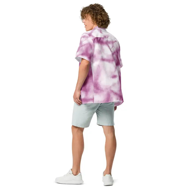 Floral Button Shirt - Pink Marble Pattern Summer Style - DipaliZ