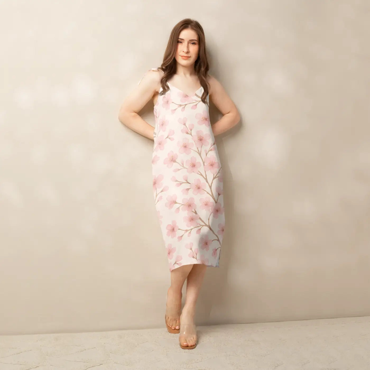 Cherry Blossom Midi Dress - Built-In Bra Support - DipaliZ