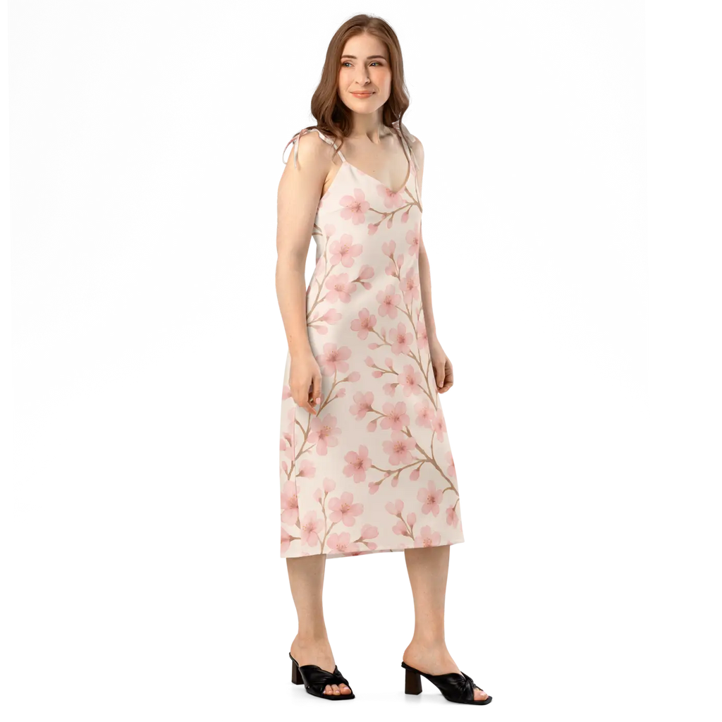 Cherry Blossom Midi Dress - Built-In Bra Support - DipaliZ
