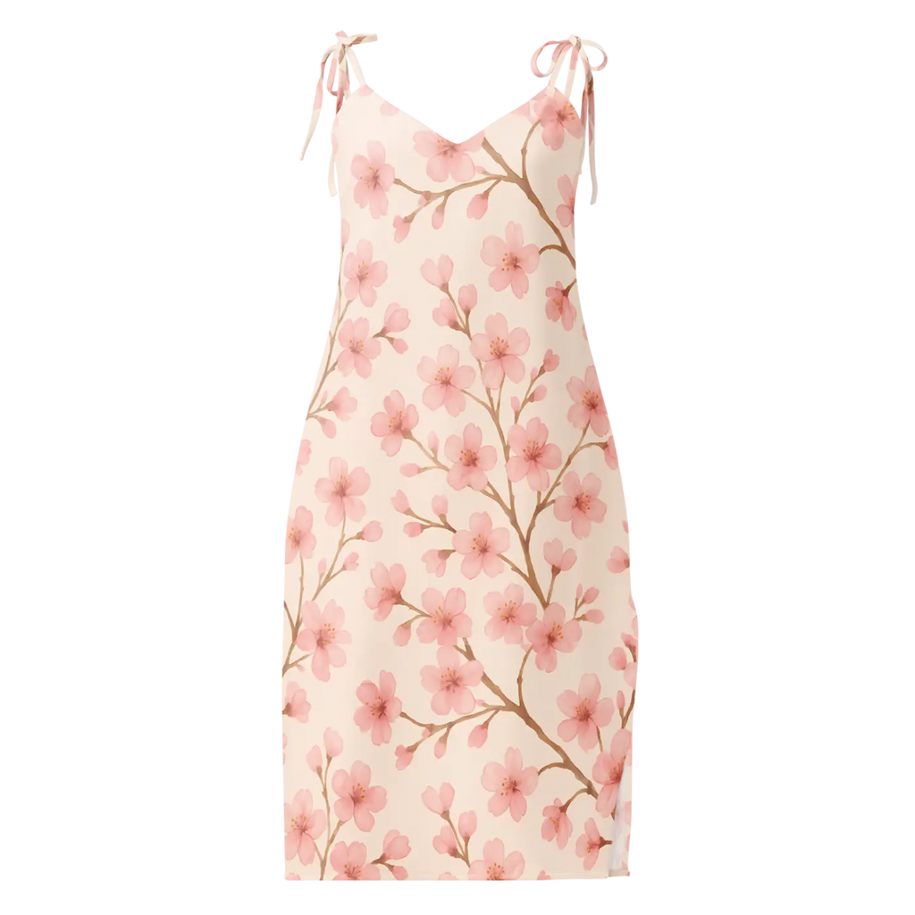 Cherry Blossom Midi Dress - Built-In Bra Support - DipaliZ