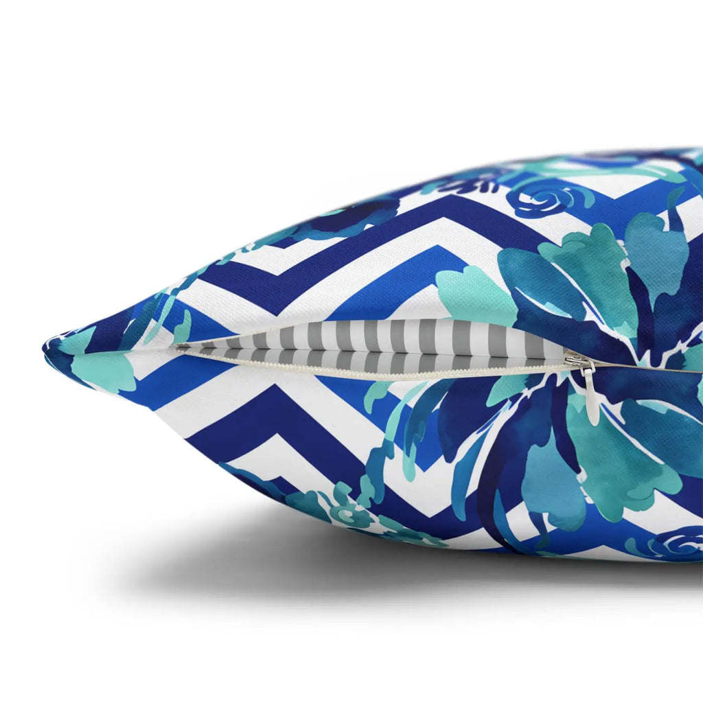 Blue Teal Decorative Cushion Covers - Polyester Canvas - DipaliZ