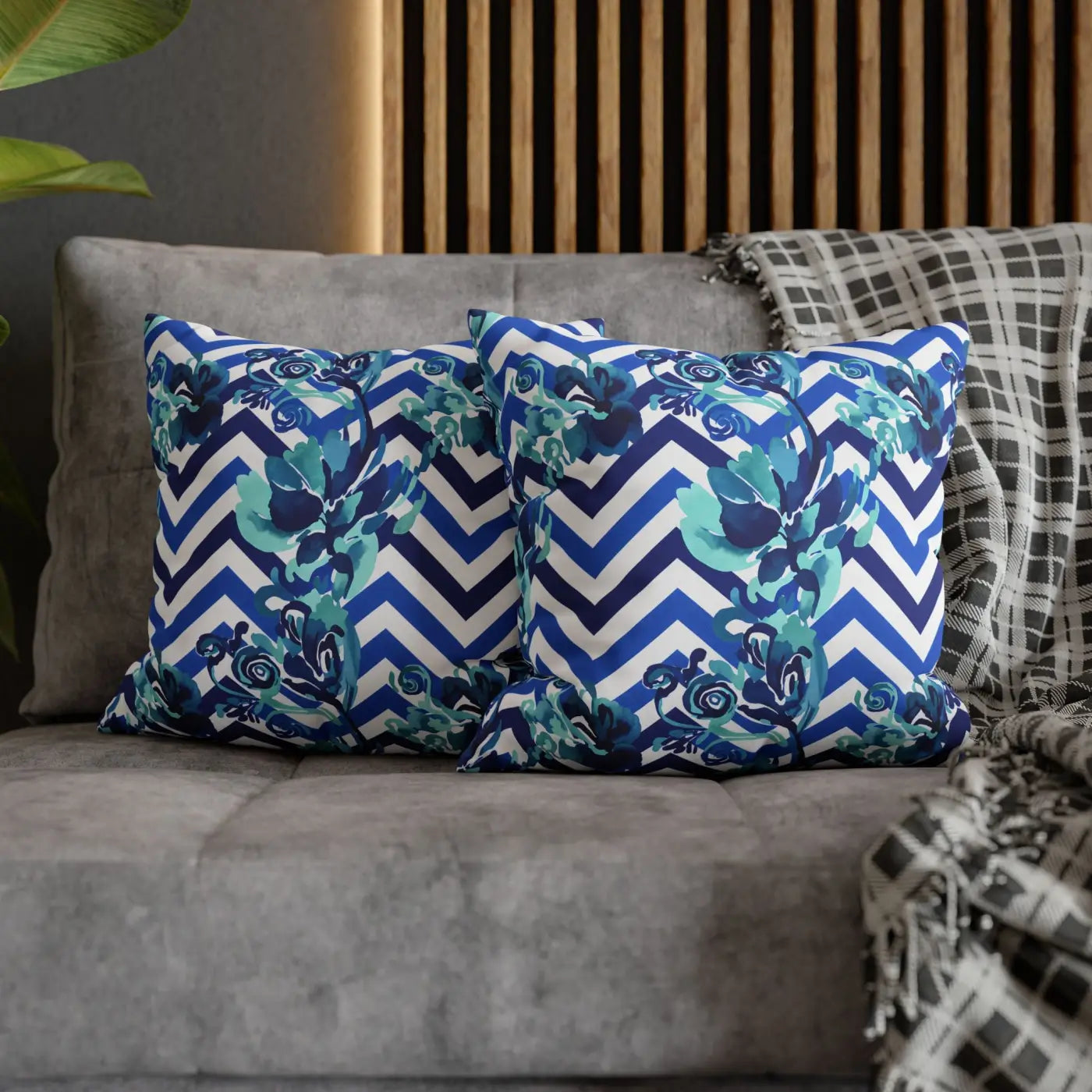 Blue Teal Decorative Cushion Covers - Polyester Canvas - DipaliZ