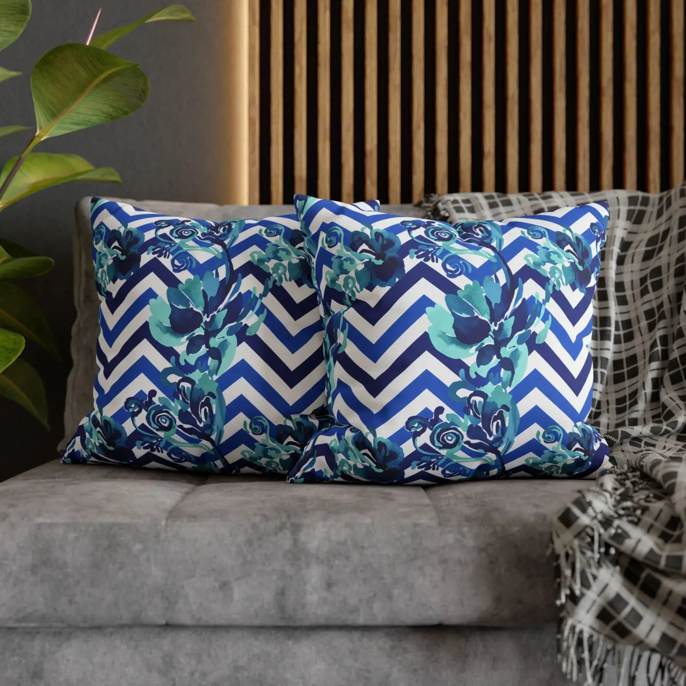 Blue Teal Decorative Cushion Covers - Polyester Canvas - DipaliZ