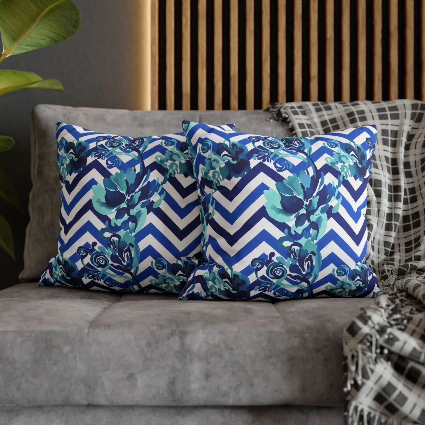 Blue Teal Decorative Cushion Covers - Polyester Canvas - DipaliZ