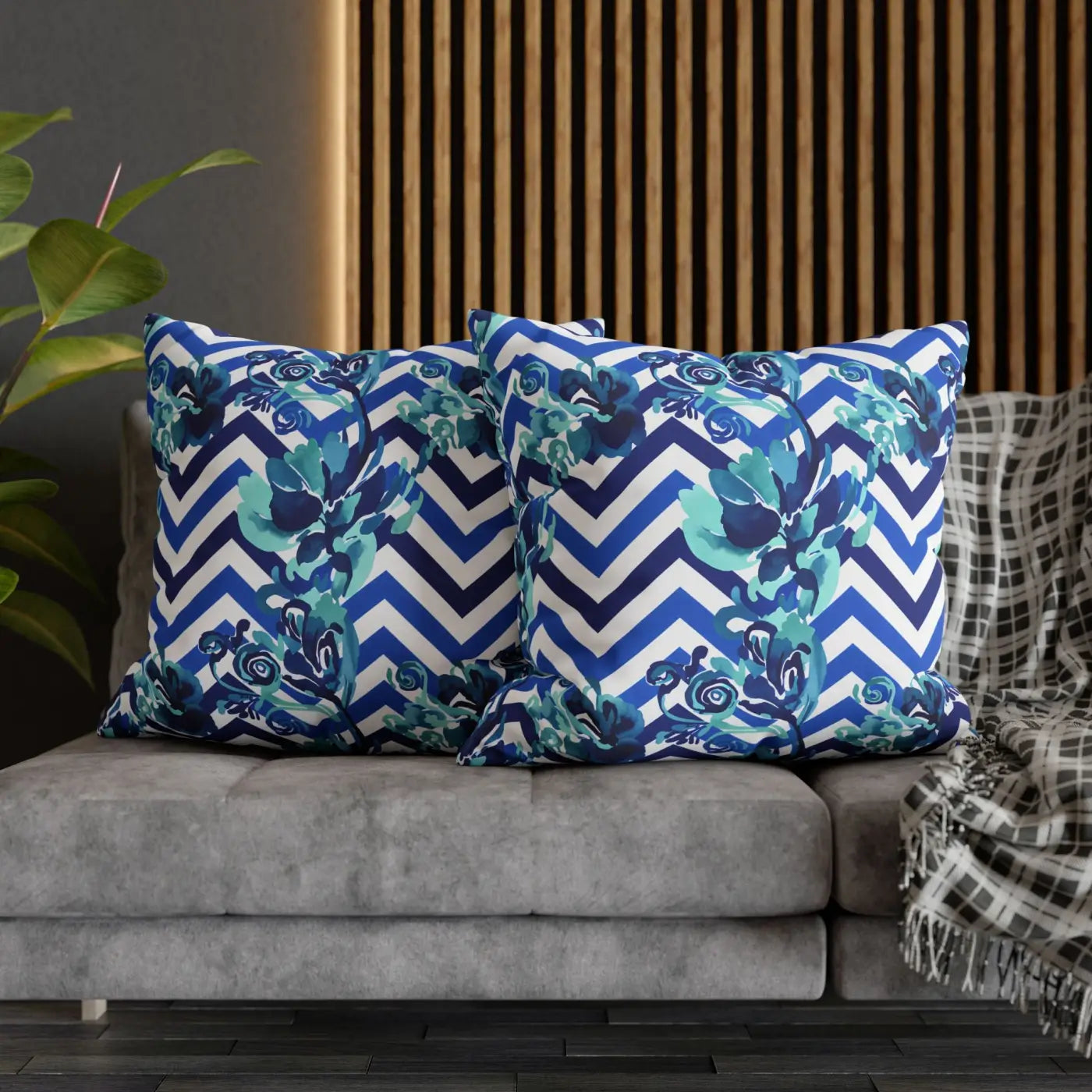 Blue Teal Decorative Cushion Covers - Polyester Canvas - DipaliZ