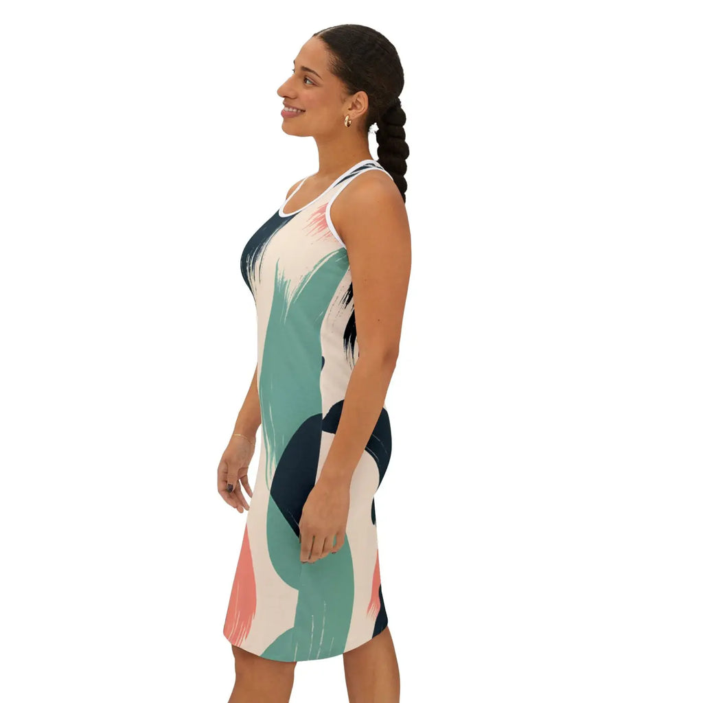 Print Racerback Dress - Chic Abstract Vibrant Patterns - DipaliZ