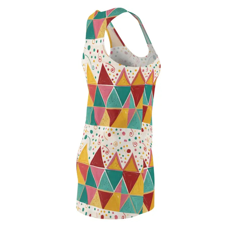 Vibrant Geometric AOP Racerback Dress - Polyester - DipaliZ