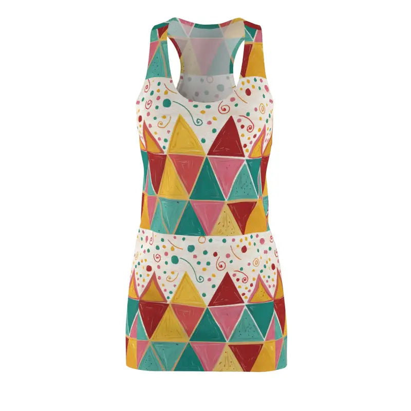 Vibrant Geometric AOP Racerback Dress - Polyester - DipaliZ