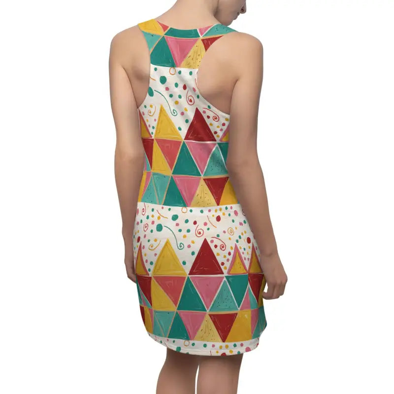 Vibrant Geometric AOP Racerback Dress - Polyester - DipaliZ