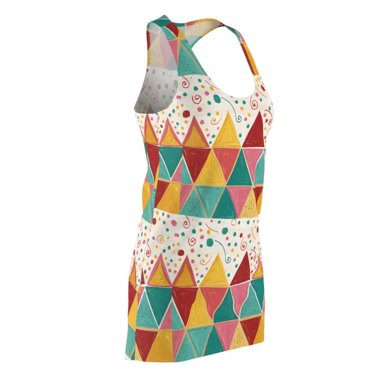 Vibrant Geometric AOP Racerback Dress - Polyester - DipaliZ