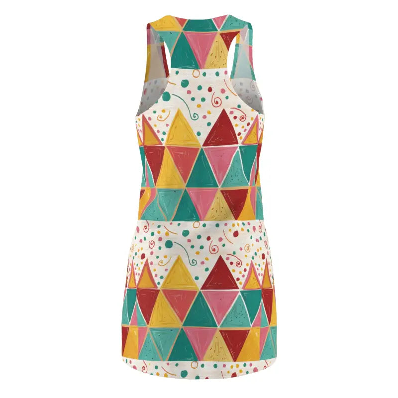Vibrant Geometric AOP Racerback Dress - Polyester - DipaliZ