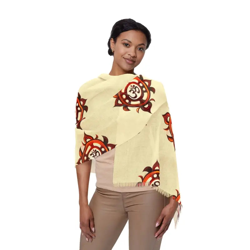 Aum Pattern Scarf - Spiritual Polyester Design - DipaliZ