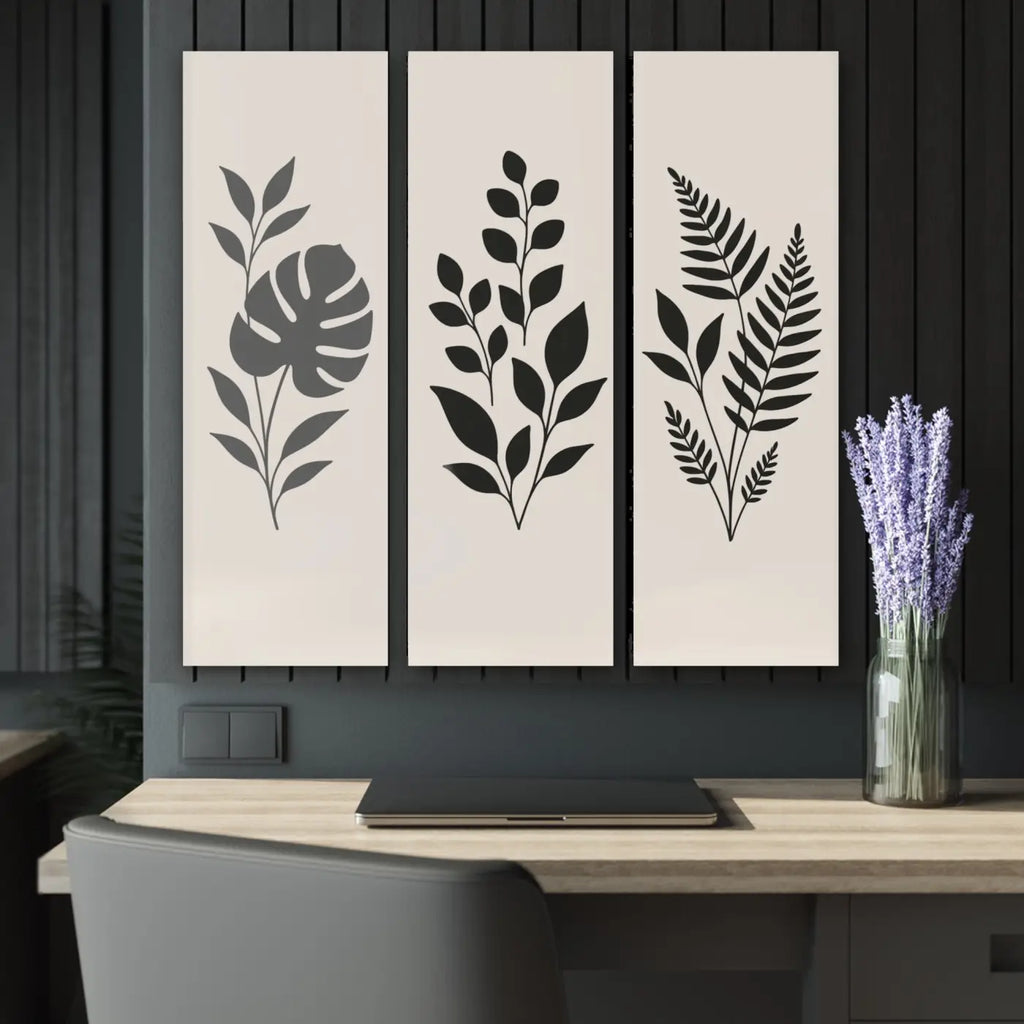 Chic Botanical Triptych - Modern Wall Art Acrylic Prints - DipaliZ