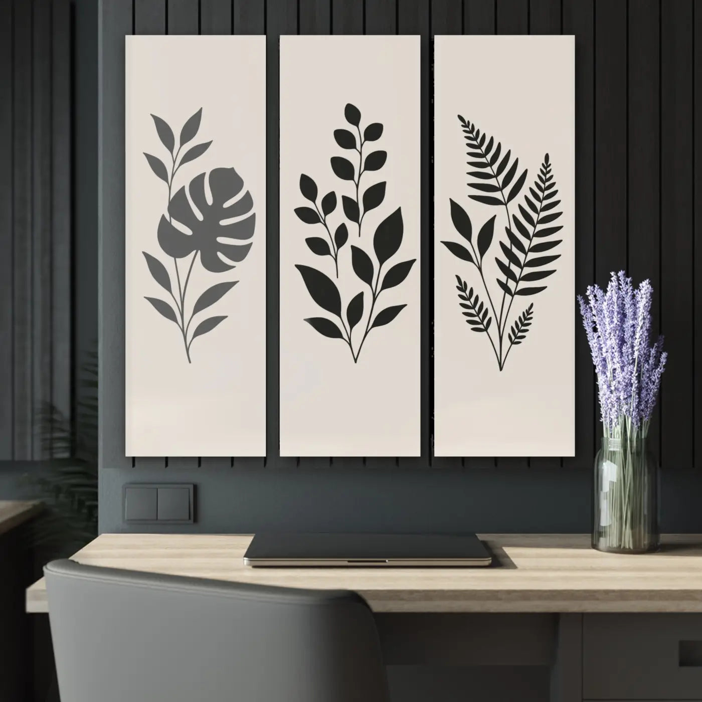 Chic Botanical Triptych - Modern Wall Art Acrylic Prints - DipaliZ