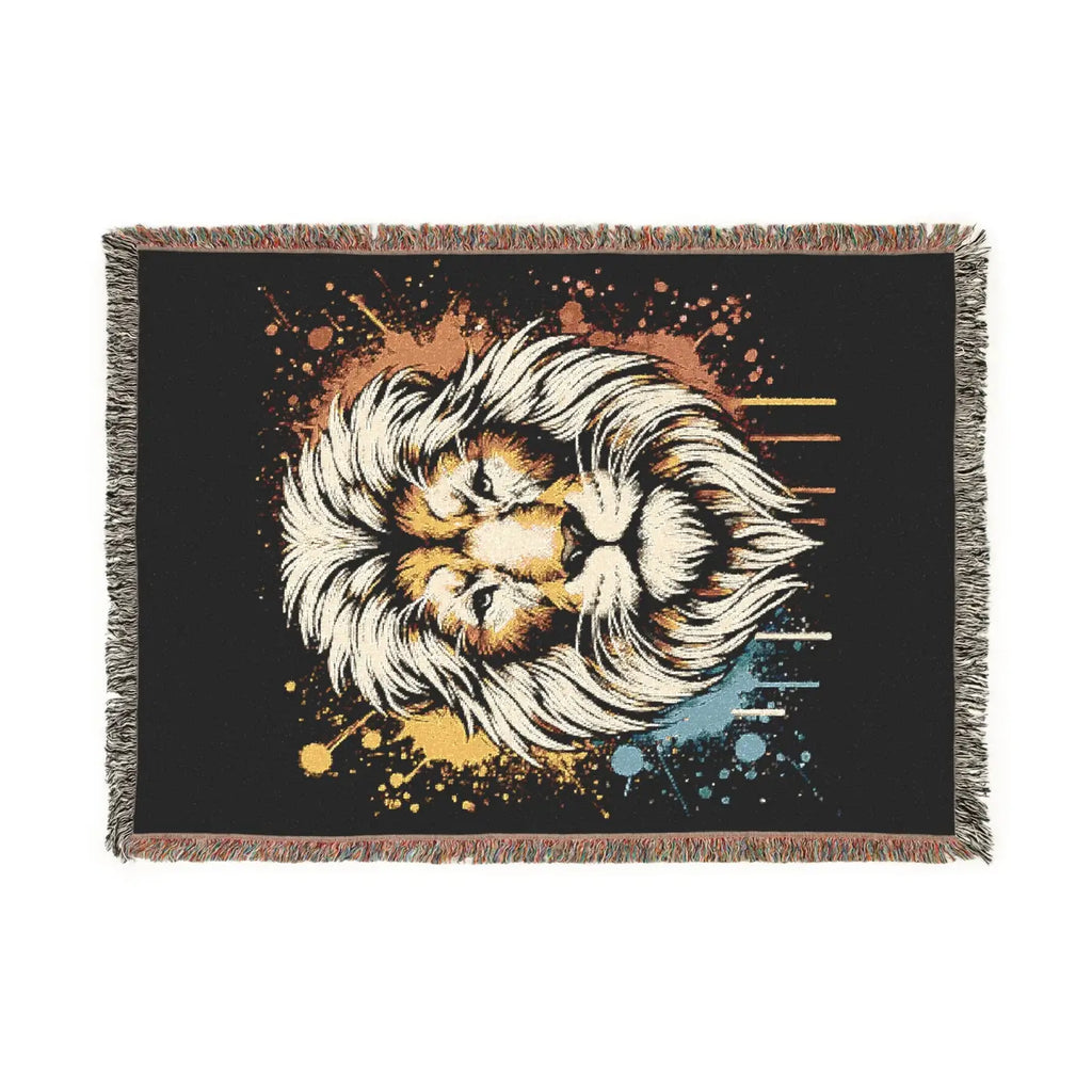 Colorful Lion Woven Blanket - Cozy Warmth and Style - DipaliZ