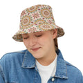 Mandala Pattern Bucket Hat - Floral Geometric Design - DipaliZ