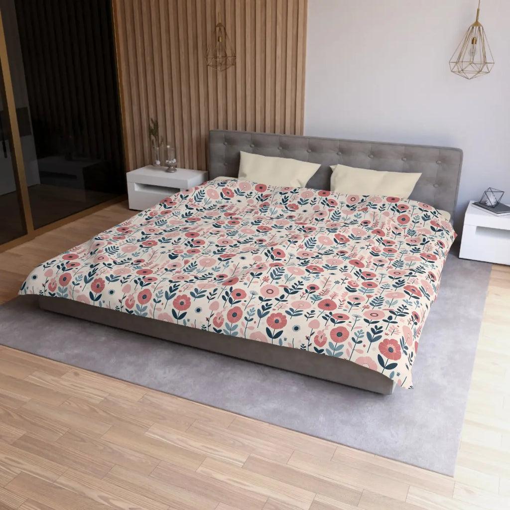 Floral Microfiber Duvet Cover - Chic Bedroom Retreat - DipaliZ