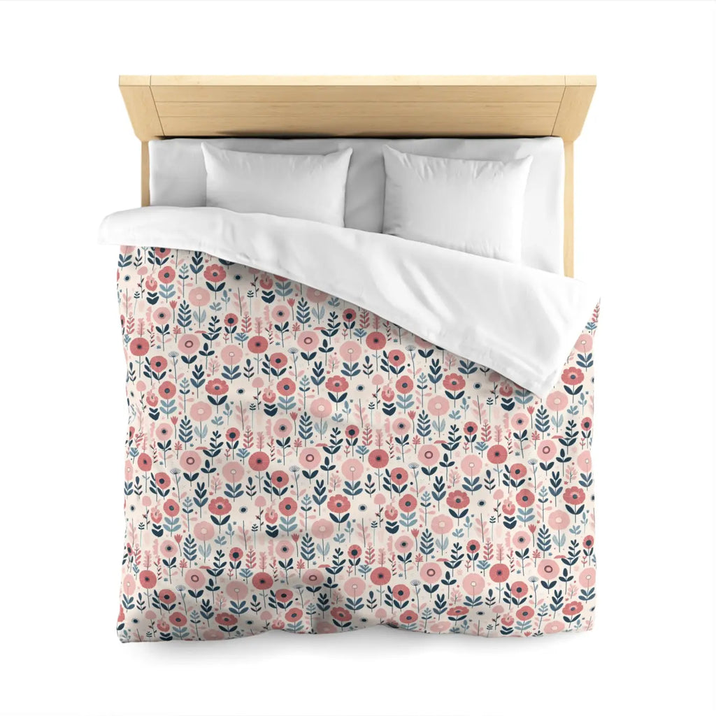 Floral Microfiber Duvet Cover - Chic Bedroom Retreat - DipaliZ
