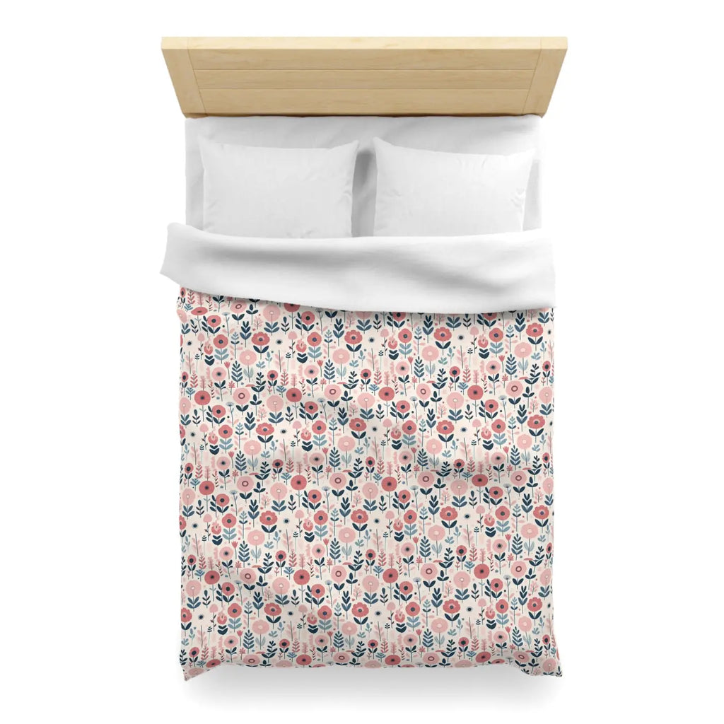 Floral Microfiber Duvet Cover - Chic Bedroom Retreat - DipaliZ