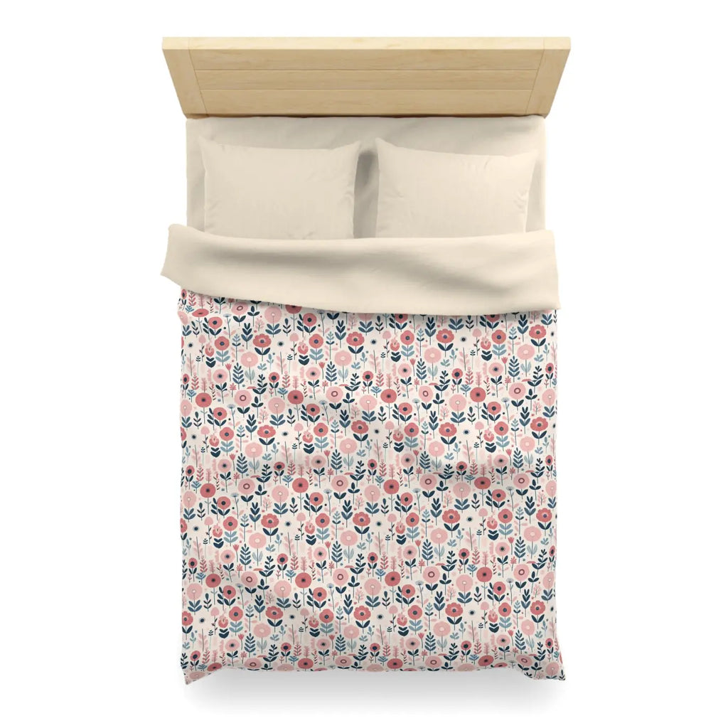 Floral Microfiber Duvet Cover - Chic Bedroom Retreat - DipaliZ