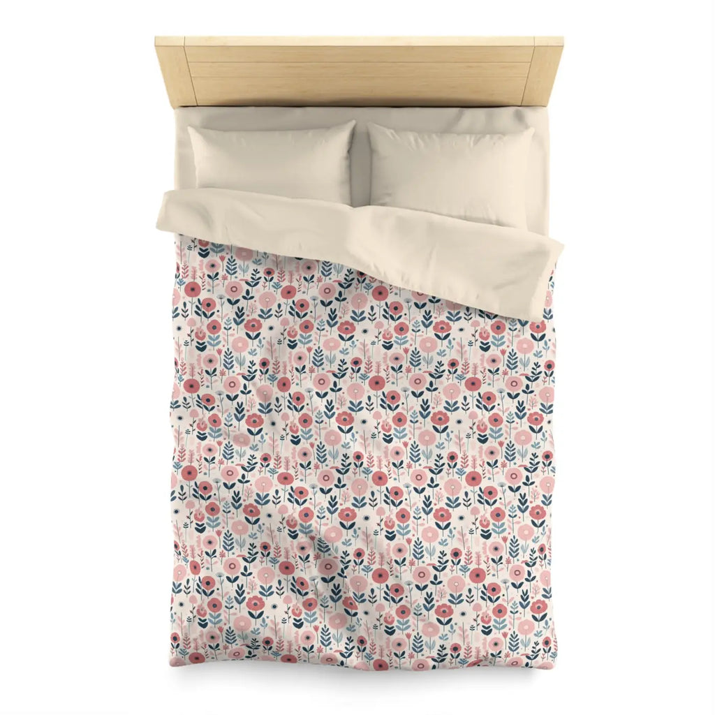 Floral Microfiber Duvet Cover - Chic Bedroom Retreat - DipaliZ