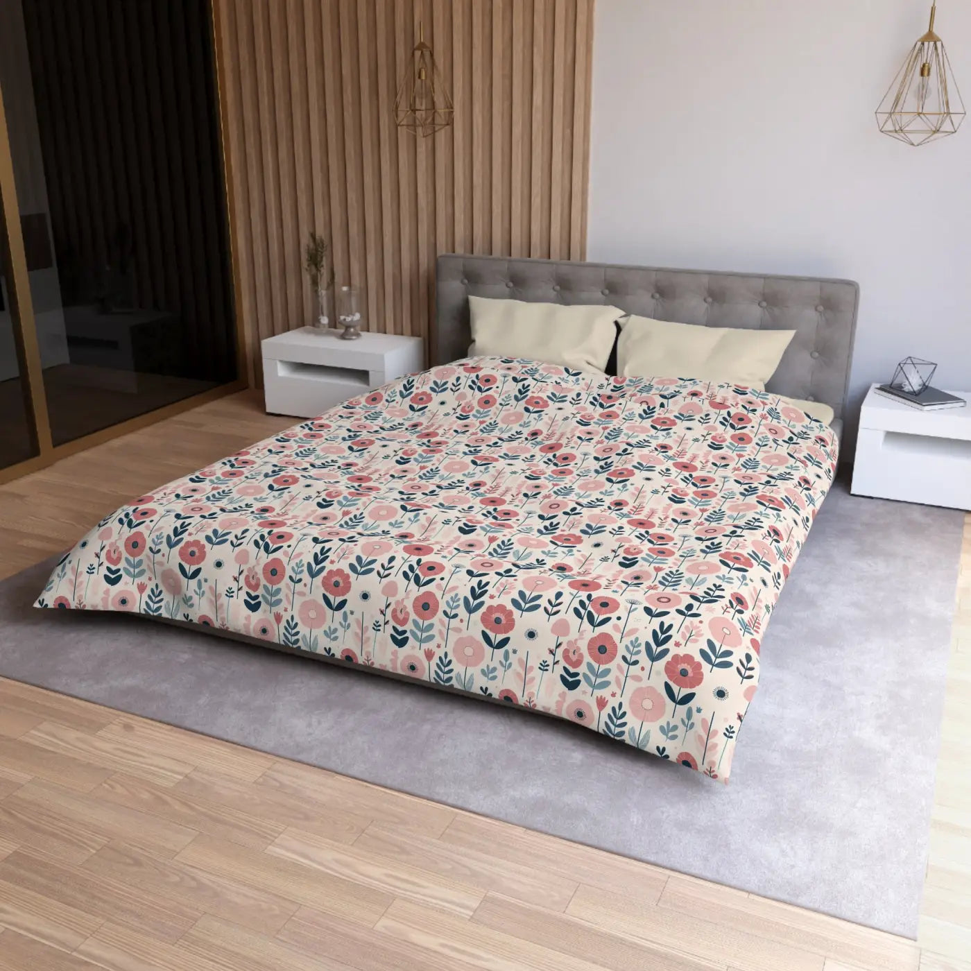Floral Microfiber Duvet Cover - Chic Bedroom Retreat - DipaliZ