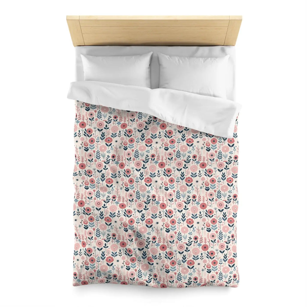 Floral Microfiber Duvet Cover - Chic Bedroom Retreat - DipaliZ