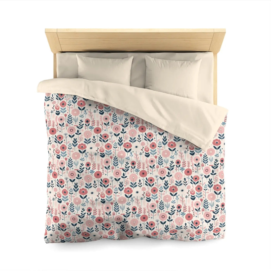Floral Microfiber Duvet Cover - Chic Bedroom Retreat - DipaliZ
