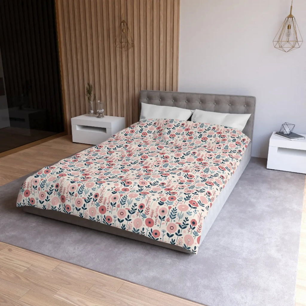 Floral Microfiber Duvet Cover - Chic Bedroom Retreat - DipaliZ