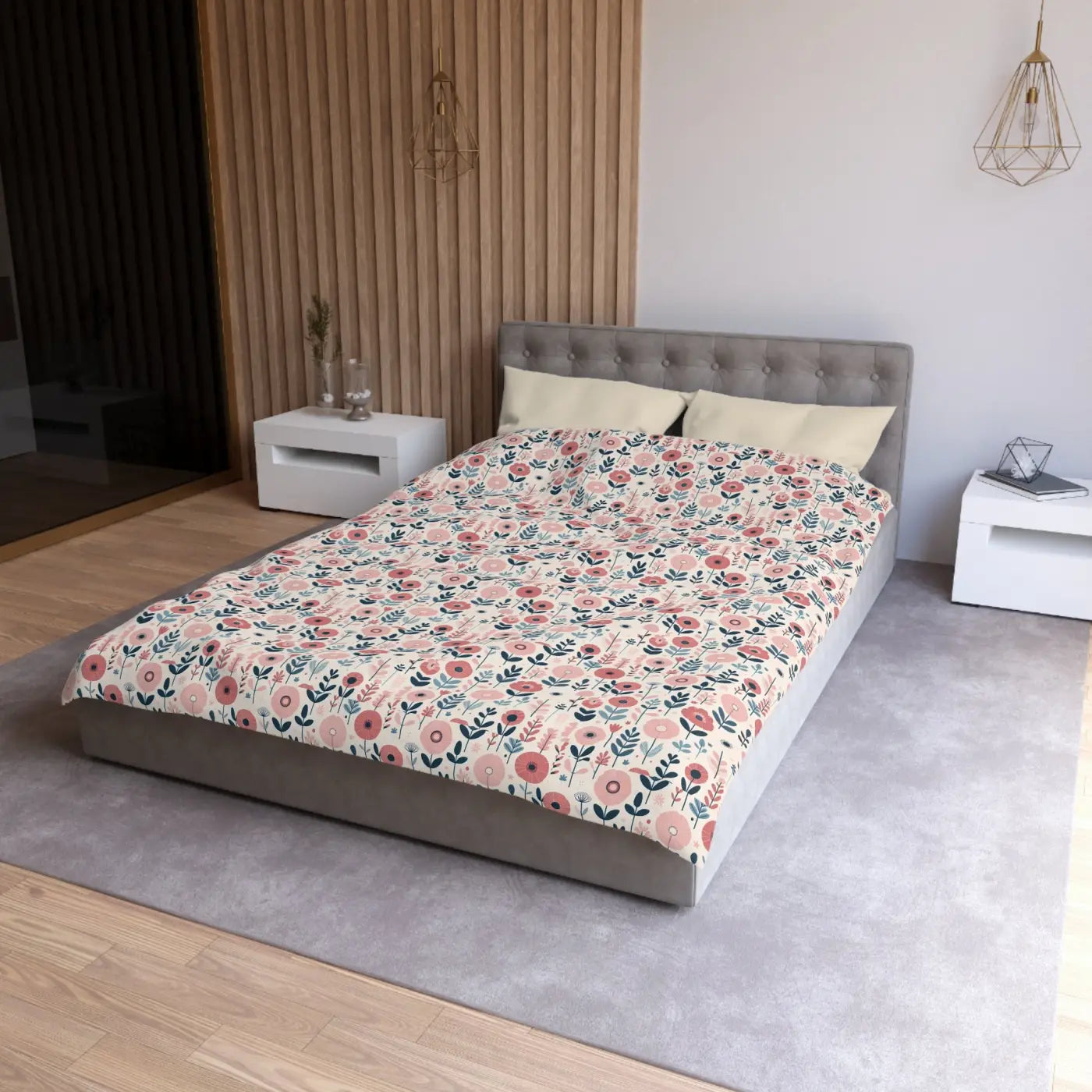 Floral Microfiber Duvet Cover - Chic Bedroom Retreat - DipaliZ
