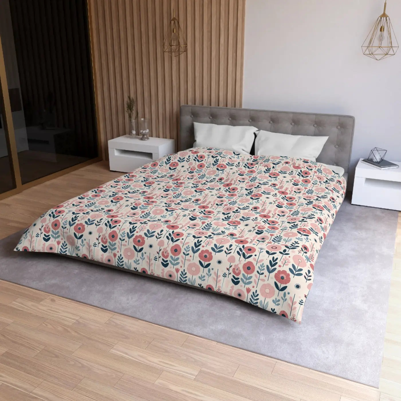 Floral Microfiber Duvet Cover - Chic Bedroom Retreat - DipaliZ