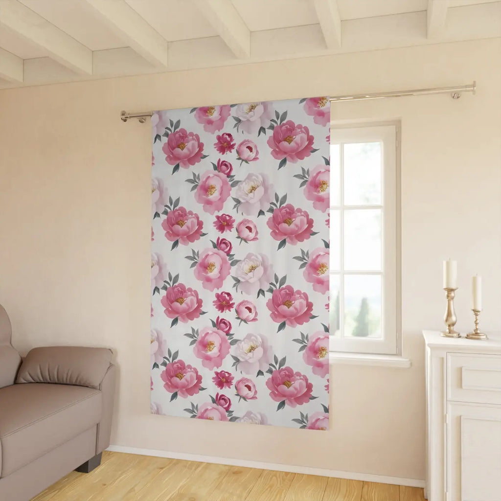 Chic Floral Window Curtain - Vibrant Spring Blooms - DipaliZ